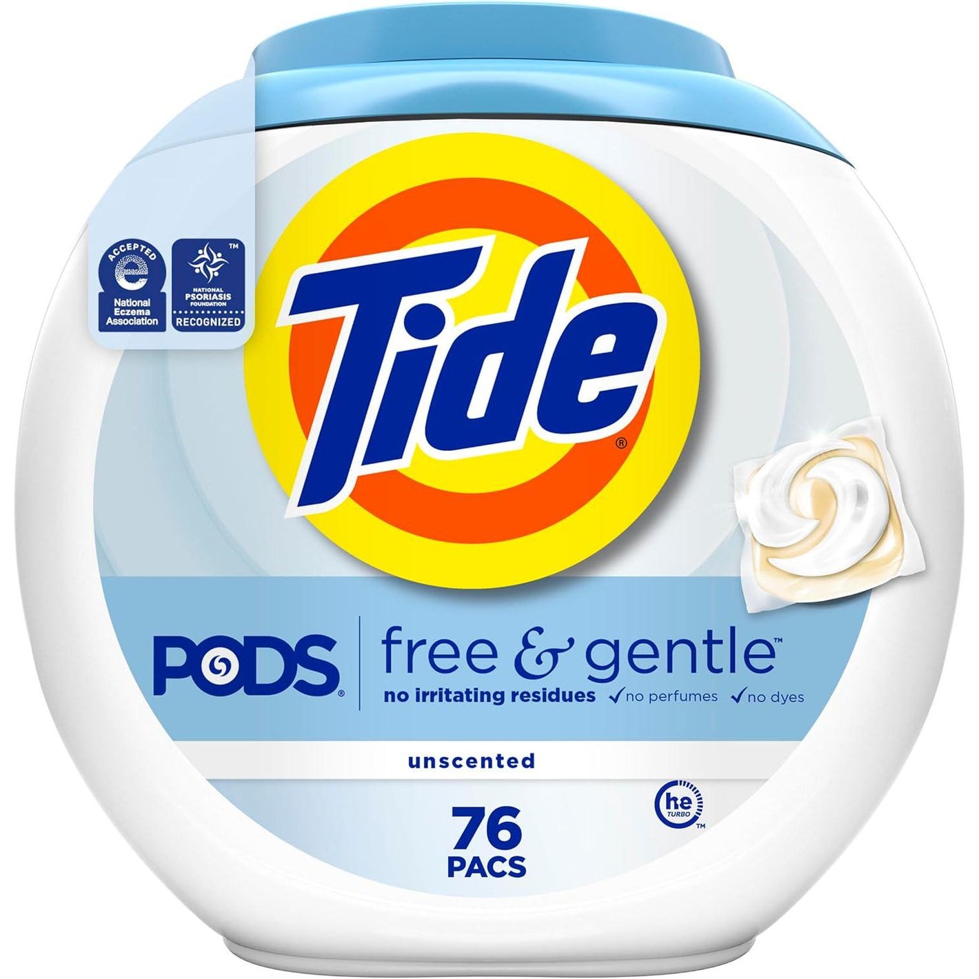 Tide Tide PODS Free And Gentle Liquid Laundry Detergent Pacs, 76 Count