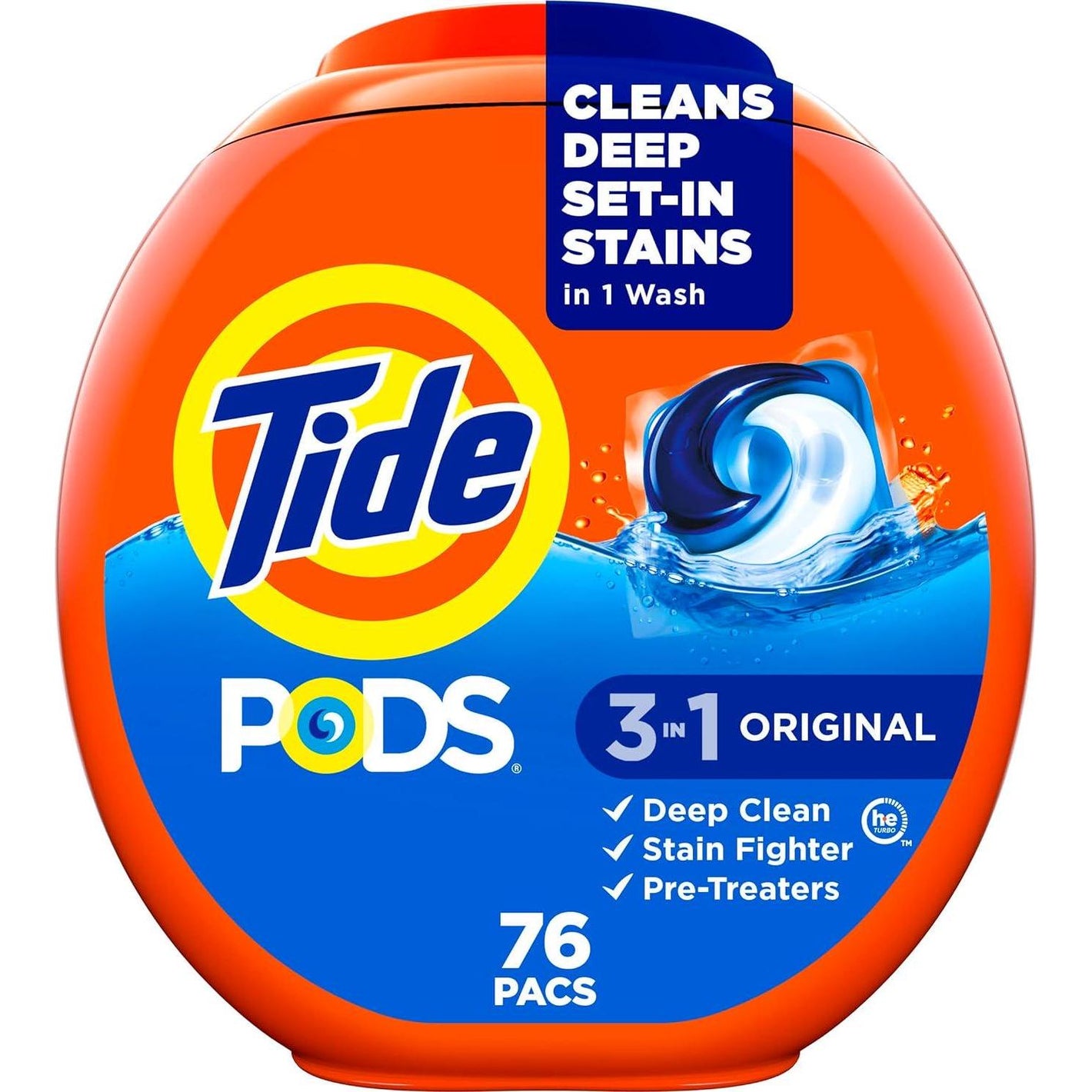 Tide Tide PODS Liquid Laundry Detergent Soap Pacs, Powerful 3-in-1 Clean In One Step, He Compatible, Original Scent, 76 Count