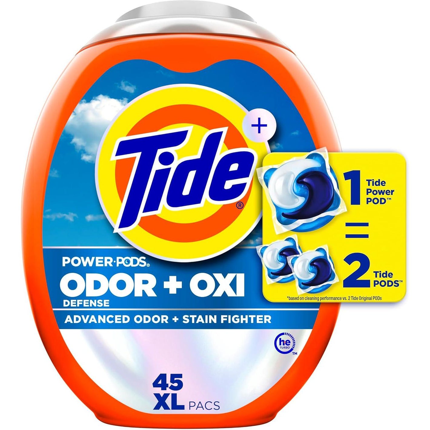 Tide Tide Ultra OXI Power PODS With Odor Eliminators Laundry Detergent Pacs, For Visible And Invisible Dirt, 45 Count, Tide PODS Laundry Detergent, Laundry Pacs