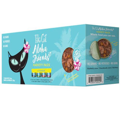 Tiki Cat Aloha Friends Wet Cat Food Seafood with Pumpkin Variety Pack 3 oz 12 Cans