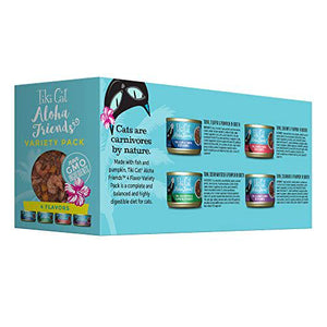 Tiki Cat Aloha Friends Wet Cat Food Seafood with Pumpkin Variety Pack 3 oz 12 Cans