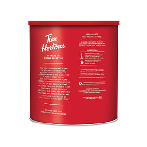 Tim Hortons Original Blend Medium Roast Ground Coffee, 100% Arabica Beans, 48 oz Canister, Canada’s Favorite Coffee