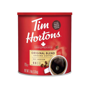 Tim Hortons Original Blend Medium Roast Ground Coffee, 100% Arabica Beans, 48 oz Canister, Canada’s Favorite Coffee