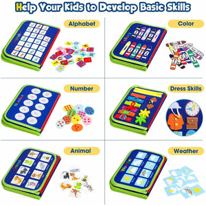 Montessori Toddler Busy Board for Boys Sensory Learning Toy for Ages 1 to 4 Travel Friendly