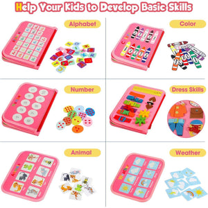 Montessori Busy Board for Toddlers Age 2 3 4 Sensory Travel Toy with Educational Activities