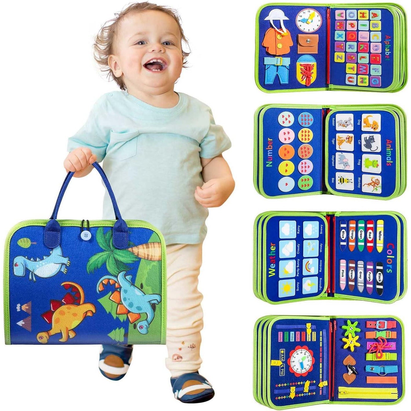 Montessori Toddler Busy Board for Boys Sensory Learning Toy for Ages 1 to 4 Travel Friendly