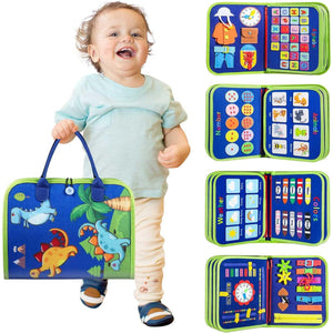 Montessori Toddler Busy Board for Boys Sensory Learning Toy for Ages 1 to 4 Travel Friendly