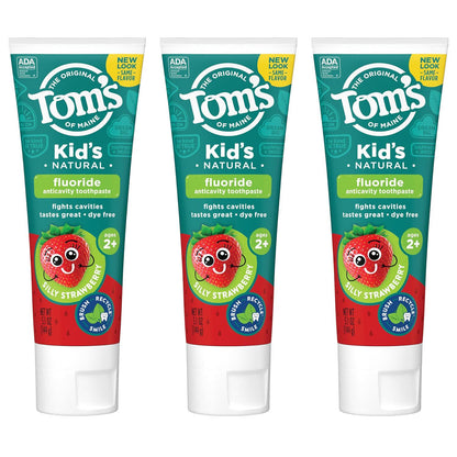 Tom's Of Maine Tom's Of Maine ADA Approved Fluoride Children's Toothpaste, Natural Toothpaste, Dye Free, No Artificial Preservatives, Silly Strawberry, 5.1 Oz. 3-Pack (Packaging May Vary)