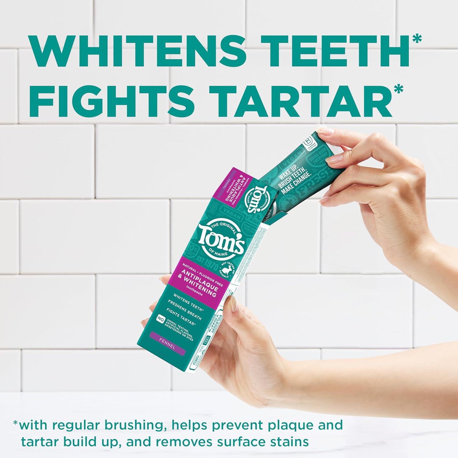 Tom S Of Maine Antiplaque And Whitening Toothpaste, Fluoride Free, Fennel, 3 Pack, 4.5 Oz,