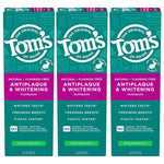 Tom's Of Maine Fluoride-Free Antiplaque And Whitening Natural Toothpaste, Spearmint, 4.5 Oz. 3-Pack,
