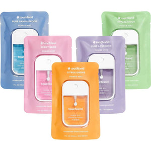 Touchland Touchland Power Mist Hydrating Hand Sanitizer Spray, TOP 5 Set (Applelicious, Sandalwood, Lavender, Berry, Citrus), 1 FL. OZ. Travel Size (Set Of 5)