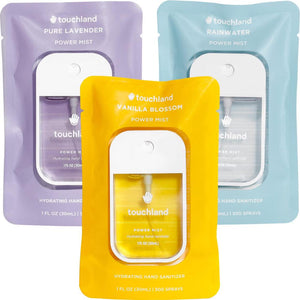 Touchland Touchland Power Mist Hydrating Hand Sanitizer Spray, BLOSSOM Trio Set (Lavender, Vanilla, Rainwater), 1 FL. OZ. Travel Size (Set Of 3)