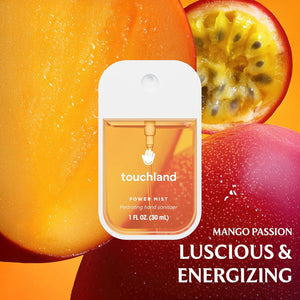Touchland Power Mist Hydrating Hand Sanitizer Spray, Tropical Trio Set (Mango Passion, Beach Coco, Watermelon), 1oz, Set of 3