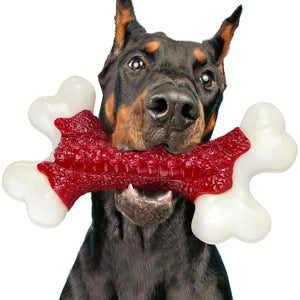 Tough Dog Chew Toy for Large Breeds Aggressive Chewers Durable Nylon Bone Toy for Dogs Almost Indestructible Design