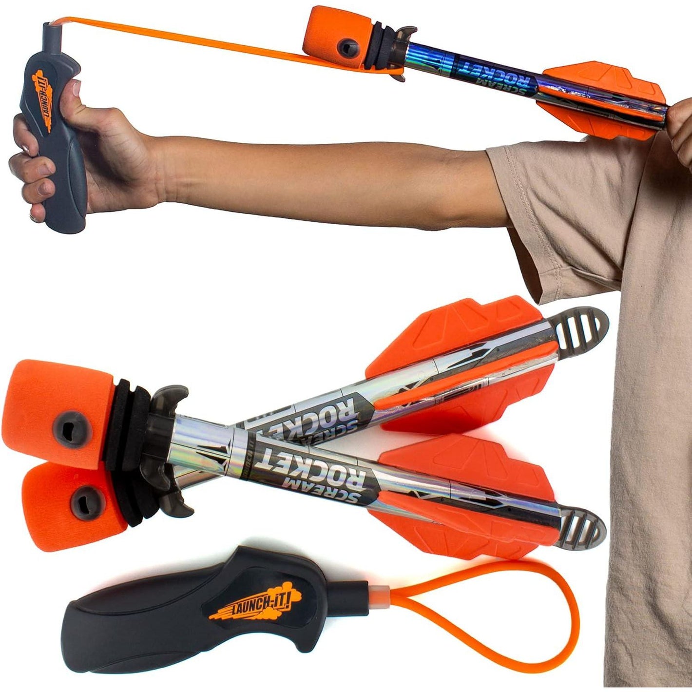 Slingshot Rocket Launcher Outdoor Toy for Kids Pool Beach Summer Game Gift for Ages 8 and Up