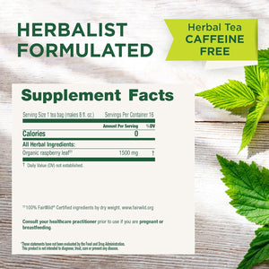 Traditional Medicinals Organic Raspberry Leaf Pleasantly Mild & Tannic Tea Bags (Pack Of 16) 1.5g Each