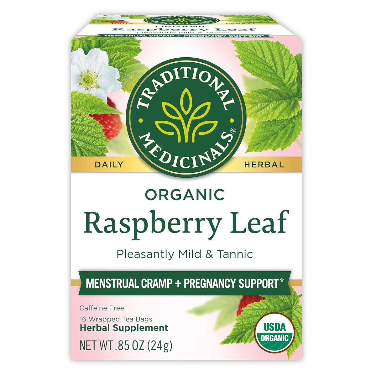Traditional Medicinals Traditional Medicinals Tea, Organic Raspberry Leaf, Eases Menstrual Cramps, Supports A Healthy Pregnancy, 16 Tea Bags