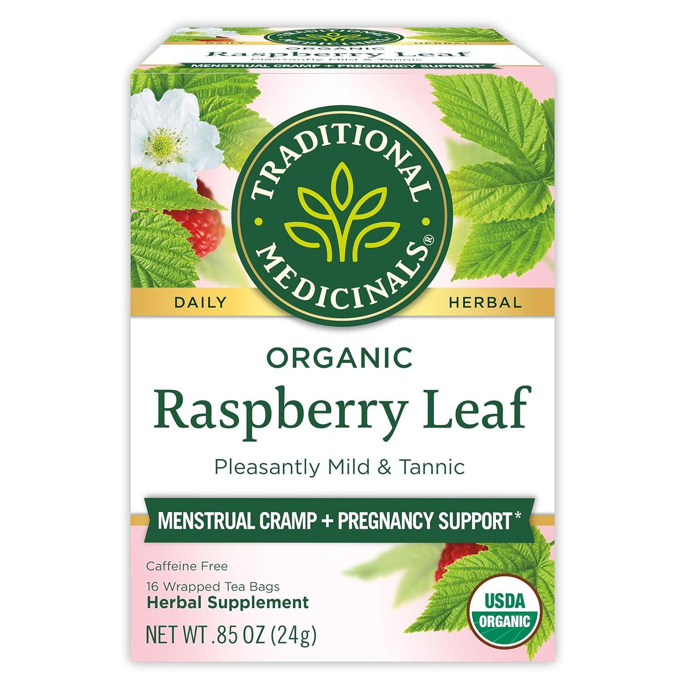 Traditional Medicinals Traditional Medicinals Tea, Organic Raspberry Leaf, Eases Menstrual Cramps, Supports A Healthy Pregnancy, 16 Tea Bags