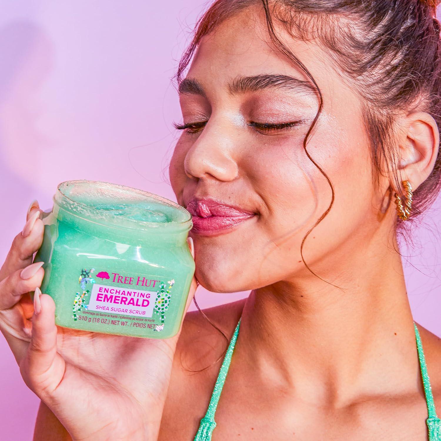 Tree Hut Enchanting Emerald Shea Sugar Scrub | Exfoliating Body Scrub Removes Dead, Dry Skin For A Soft And Hydrated Feel | Limited Edition Holiday | Nourishing Essential Body Care | 18 Fl Oz.,