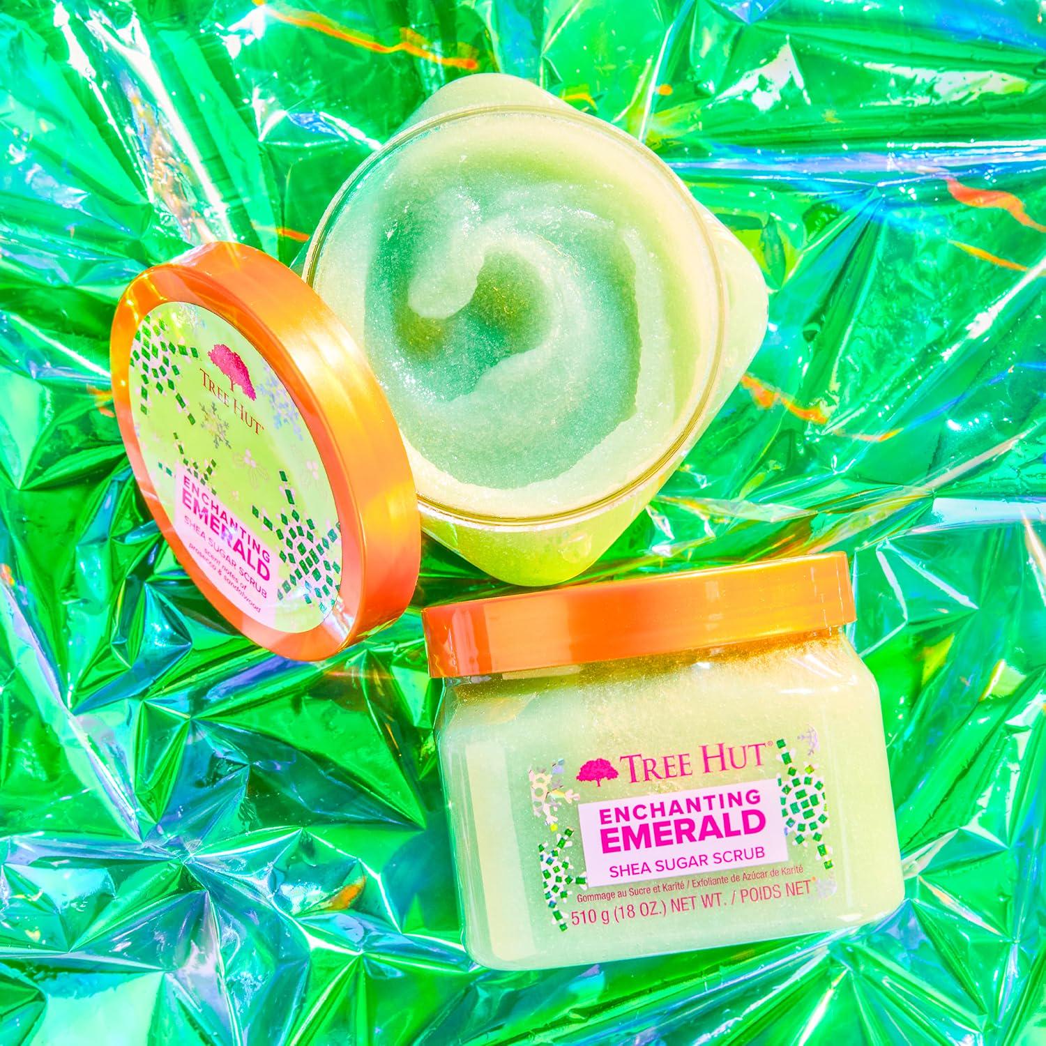 Tree Hut Enchanting Emerald Shea Sugar Scrub | Exfoliating Body Scrub Removes Dead, Dry Skin For A Soft And Hydrated Feel | Limited Edition Holiday | Nourishing Essential Body Care | 18 Fl Oz.,