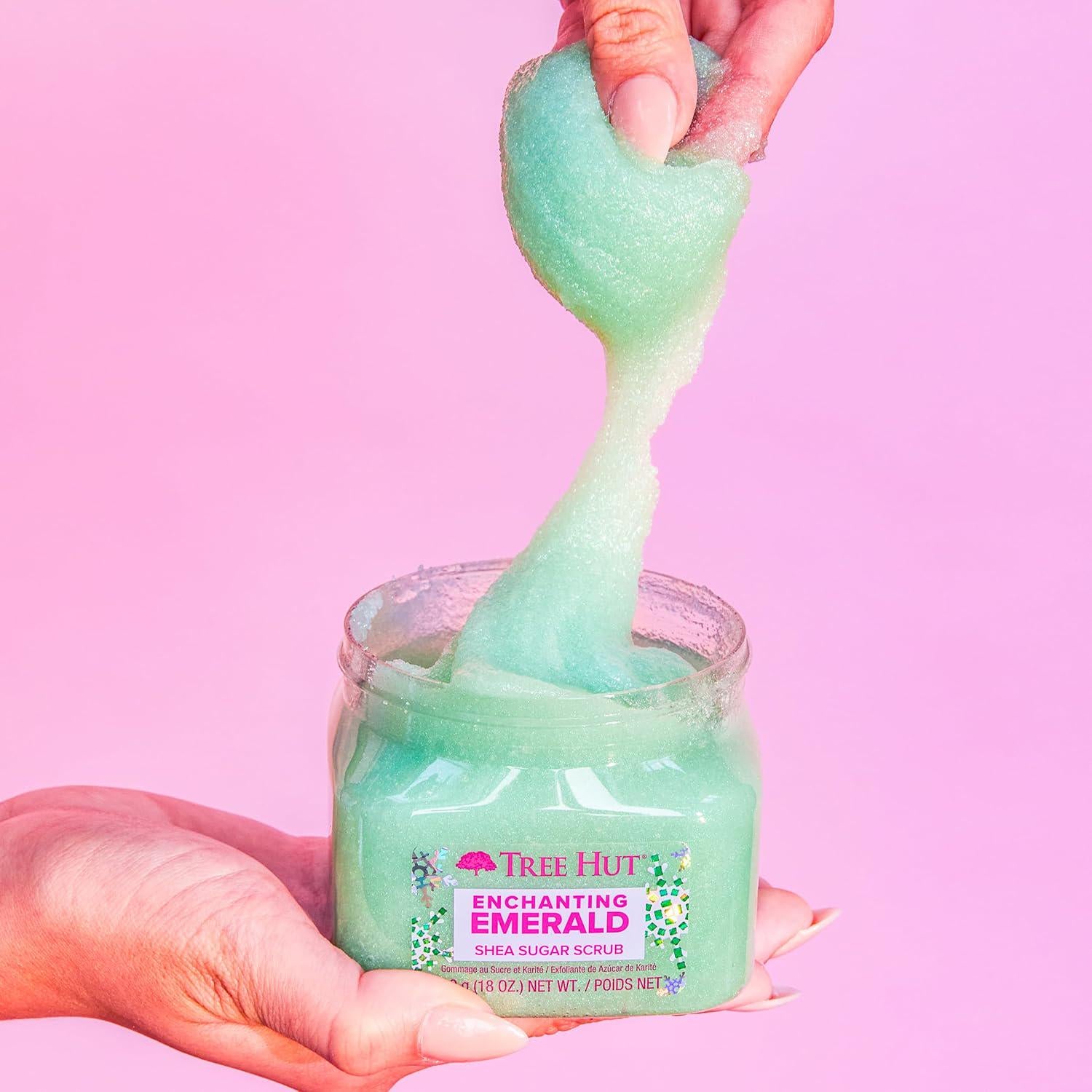 Tree Hut Enchanting Emerald Shea Sugar Scrub | Exfoliating Body Scrub Removes Dead, Dry Skin For A Soft And Hydrated Feel | Limited Edition Holiday | Nourishing Essential Body Care | 18 Fl Oz.,