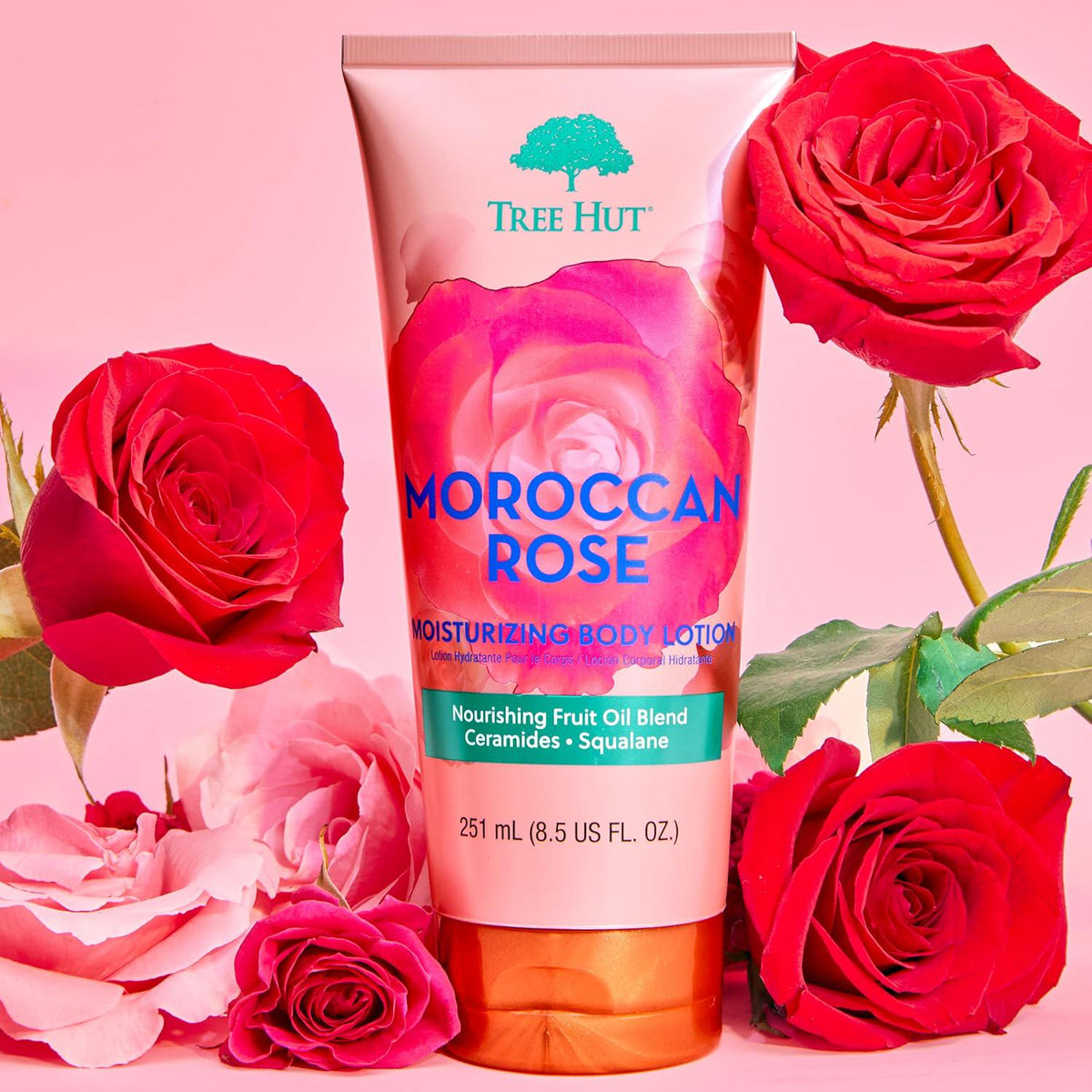Tree Hut Moroccan Rose Moisturizing Body Lotion, 8.5 fl oz, Ceramide & Squalene for Long-Lasting Hydration