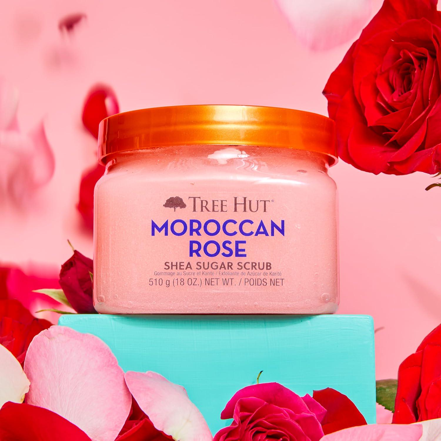 Tree Hut Moroccan Rose Shea Sugar Scrub | Exfoliating Body Scrub Removes Dead, Dry Skin For A Soft And Hydrated Feel | Nourishing Essential Body Care | 18 Fl Oz.,