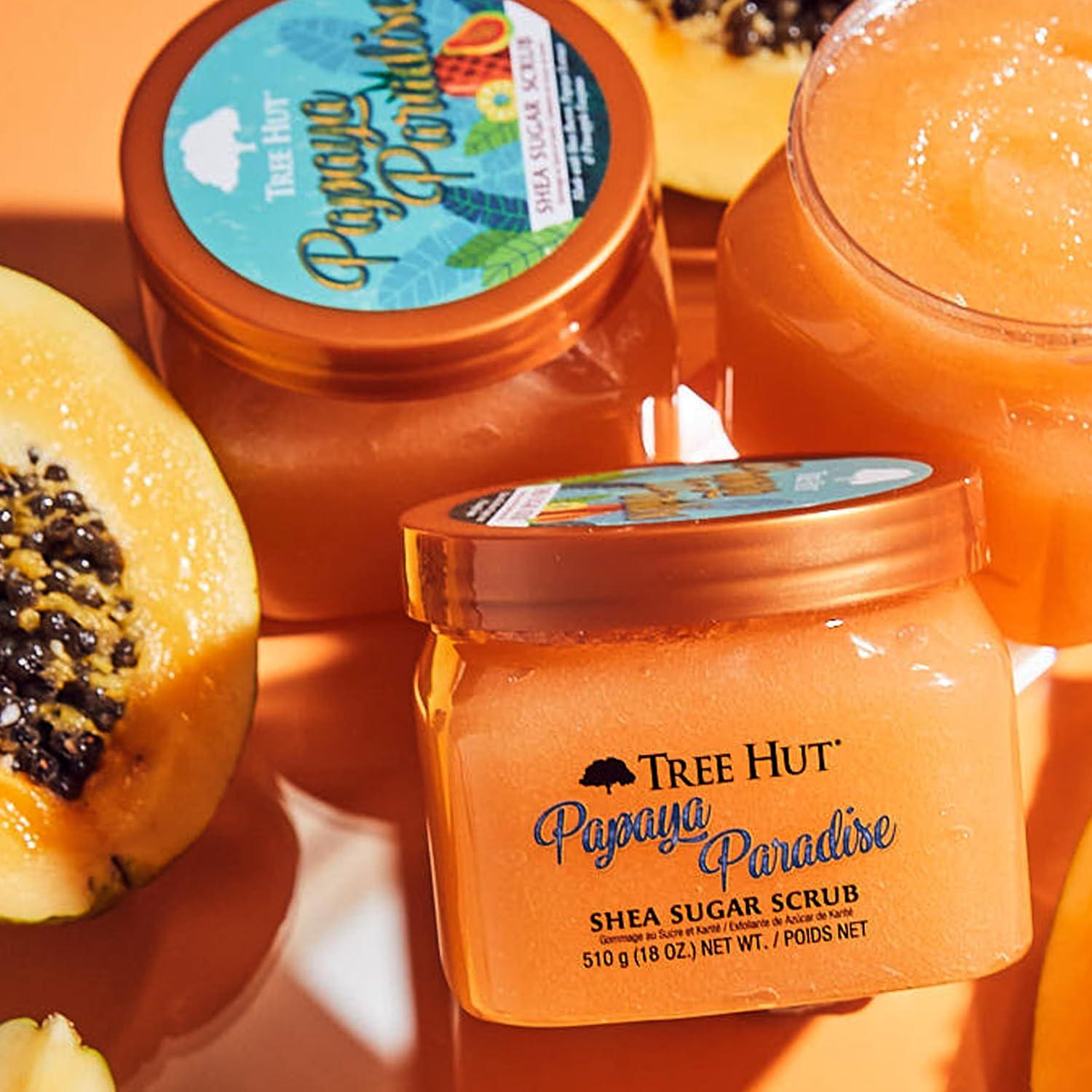 Tree Hut Papaya Paradise Shea Sugar Scrub | Exfoliating Body Scrub Removes Dead, Dry Skin For A Soft And Hydrated Feel | Nourishing Essential Body Care | 18 Fl Oz.,