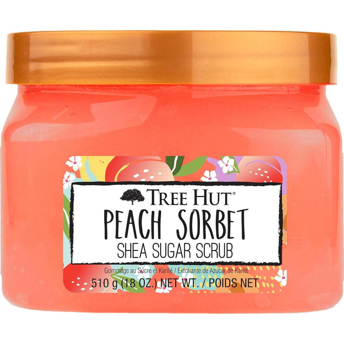 Tree Hut Peach Sorbet Shea Sugar Scrub, Exfoliating Body Scrub, 18 fl oz, Softens & Hydrates Skin