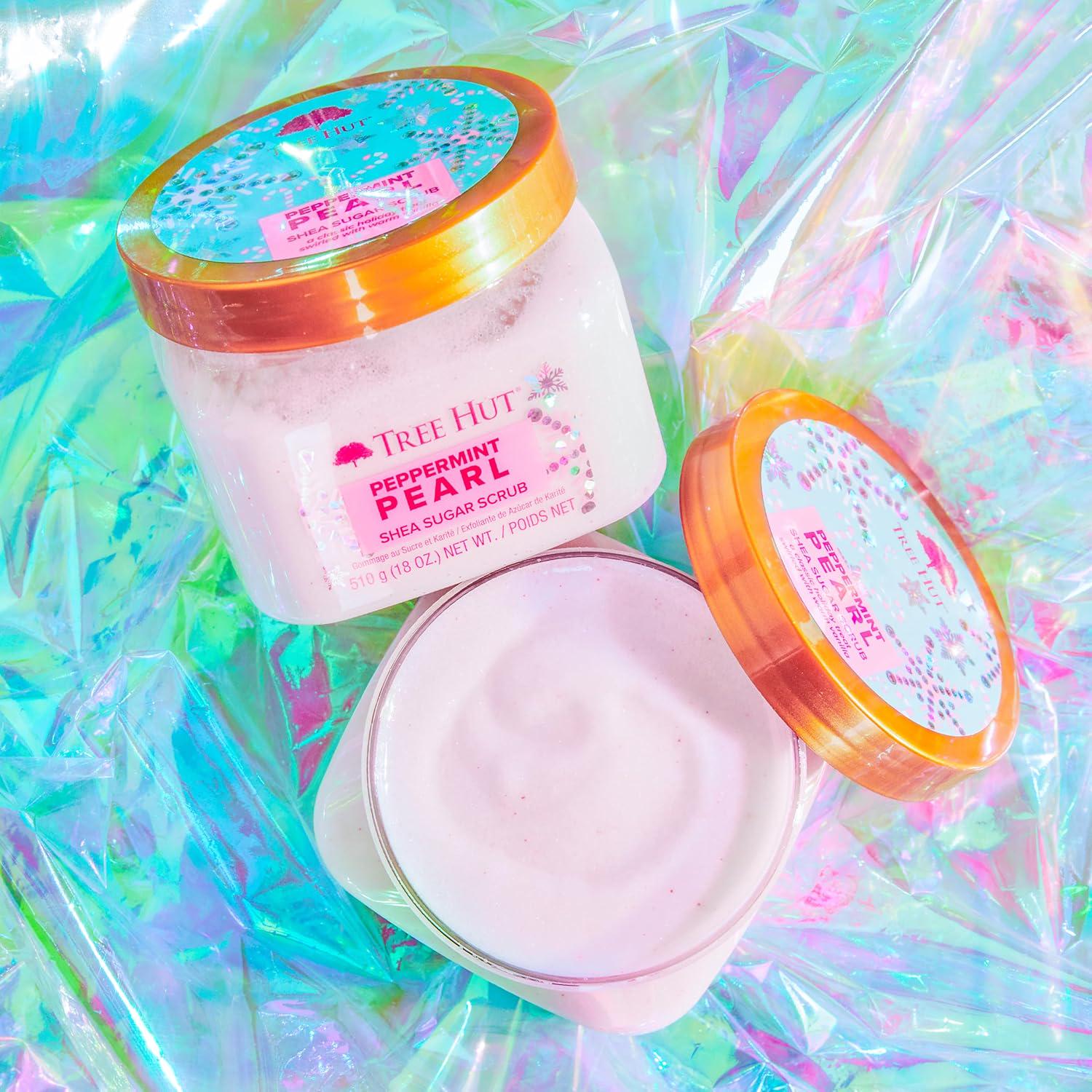 Tree Hut Peppermint Pearl Shea Sugar Scrub | Exfoliating Body Scrub Removes Dead, Dry Skin For A Soft And Hydrated Feel | Limited Edition Holiday | Nourishing Essential Body Care | 18 Fl Oz.,