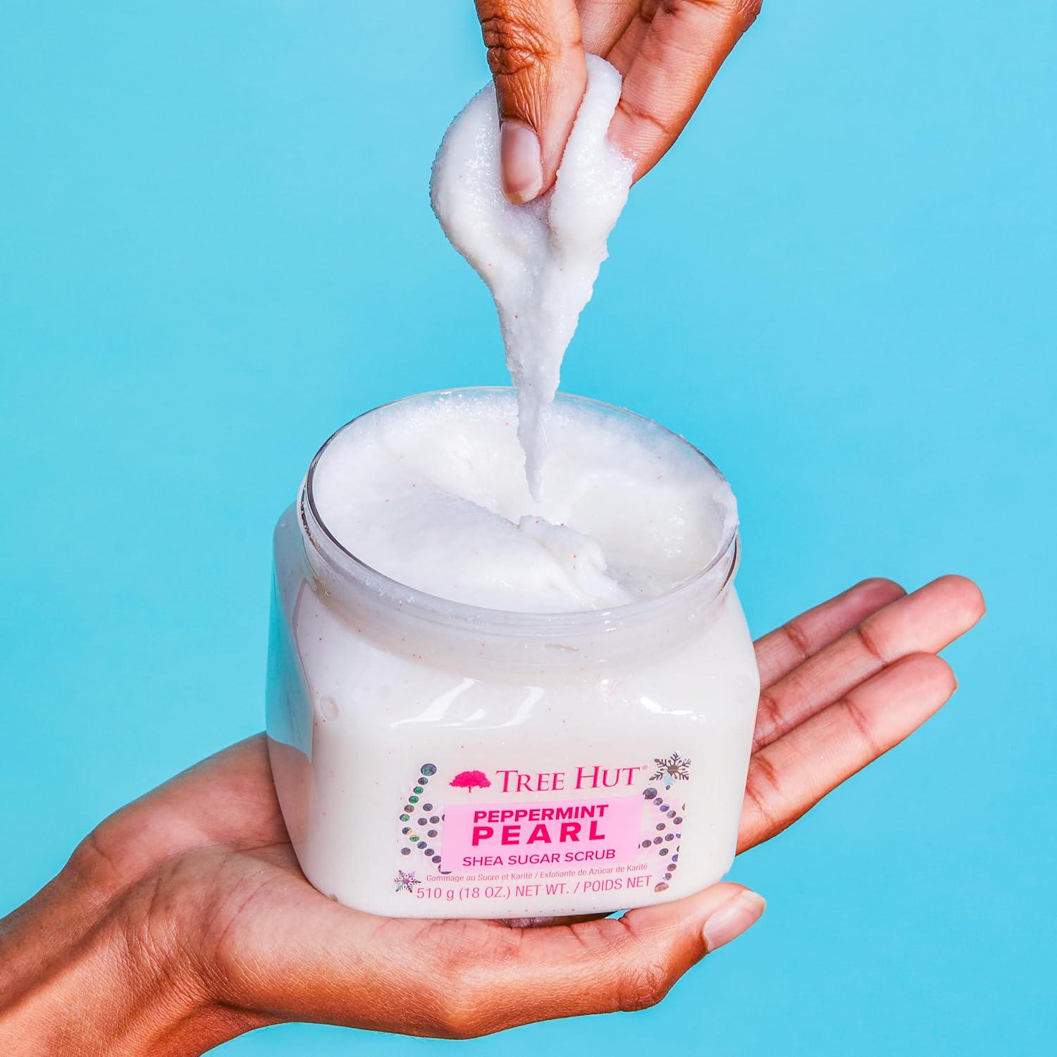 Tree Hut Peppermint Pearl Shea Sugar Scrub | Exfoliating Body Scrub Removes Dead, Dry Skin For A Soft And Hydrated Feel | Limited Edition Holiday | Nourishing Essential Body Care | 18 Fl Oz.,