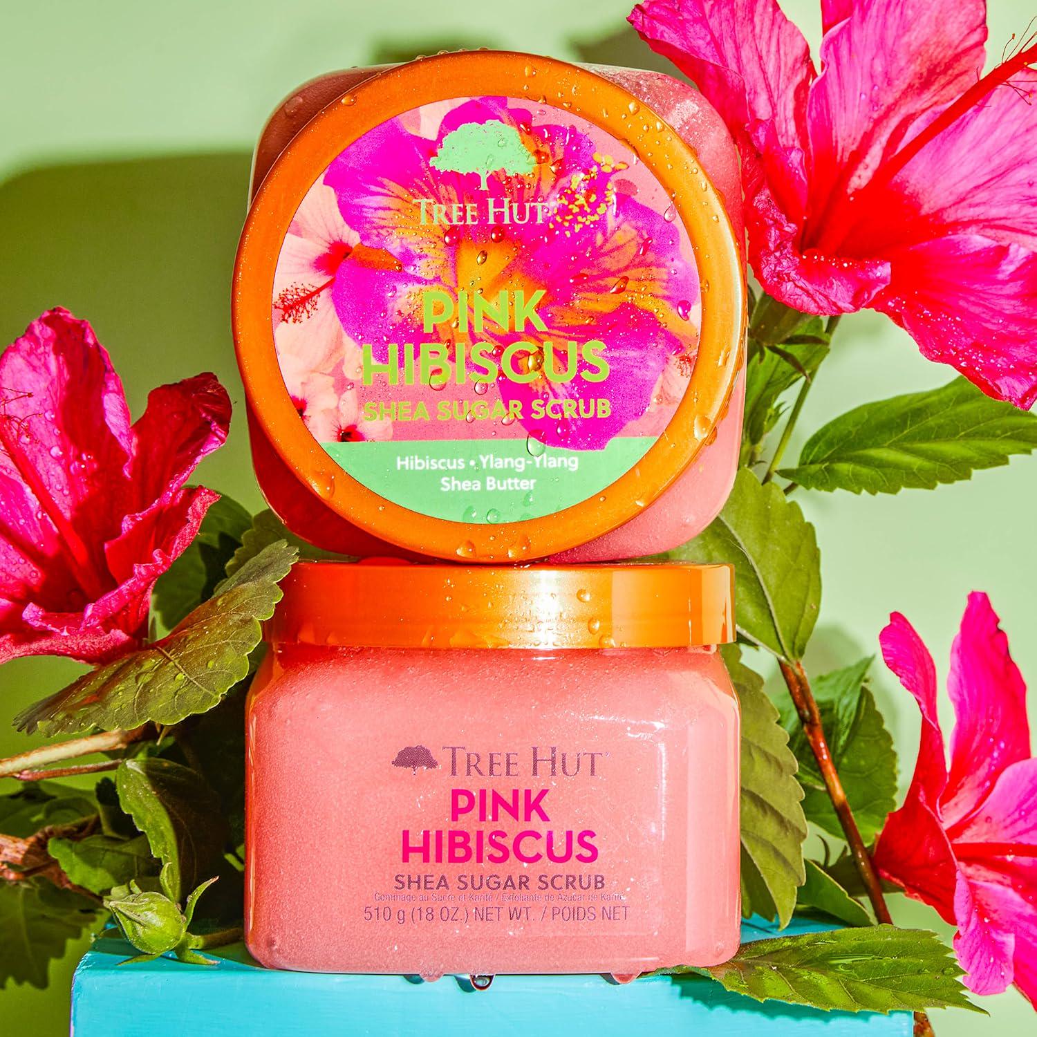 Tree Hut Pink Hibiscus Shea Sugar Scrub | Exfoliating Body Scrub Removes Dead, Dry Skin For A Soft And Hydrated Feel | Nourishing Essential Body Care | 18 Fl Oz.,