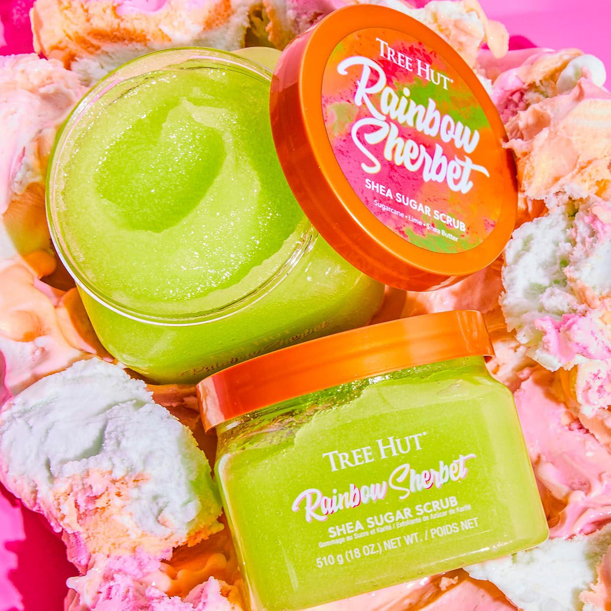 Tree Hut Rainbow Sherbet Shea Sugar Scrub | Exfoliating Body Scrub Removes Dead, Dry Skin For A Soft And Hydrated Feel | Nourishing Essential Body Care | 18 Fl Oz.,