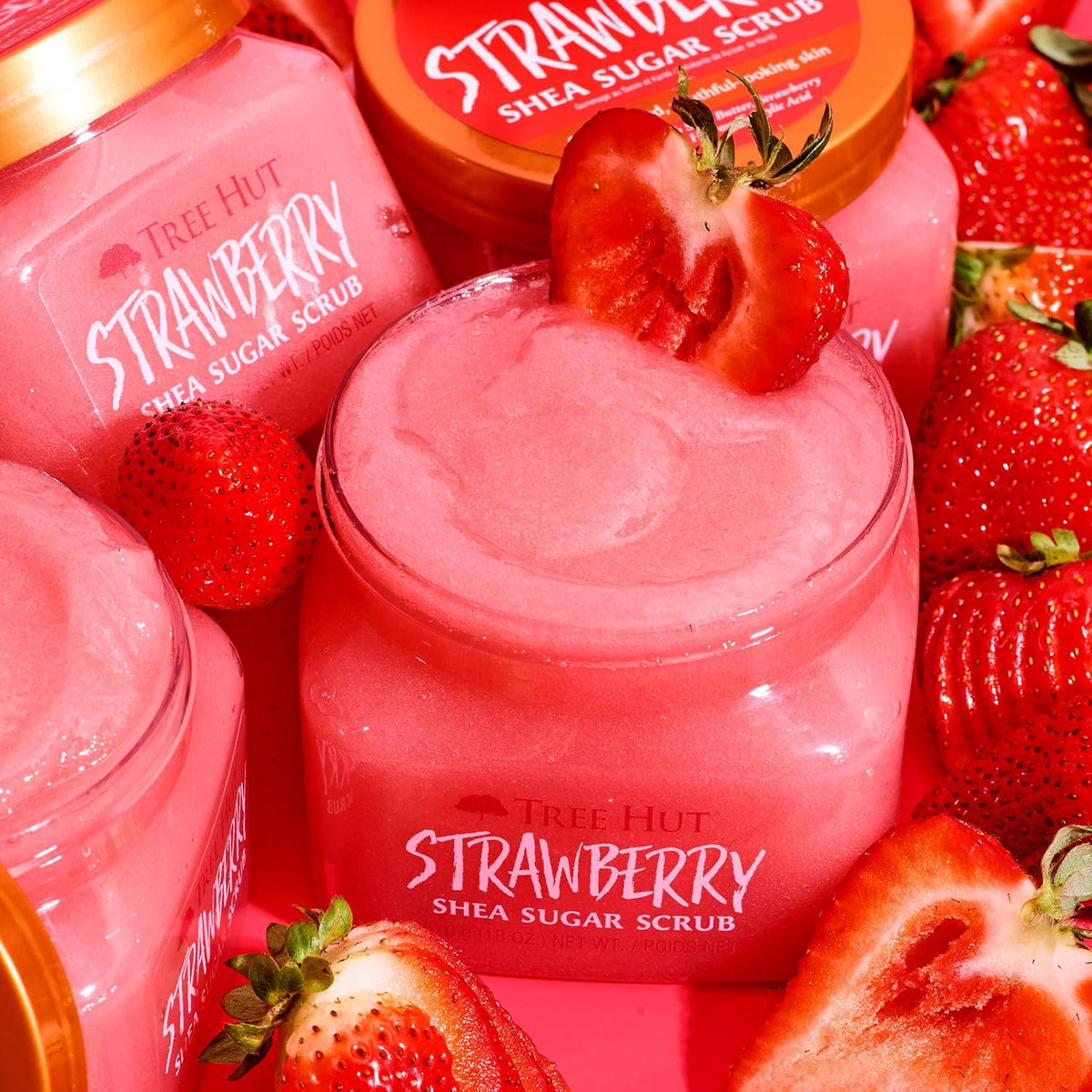 Tree Hut Strawberry Shea Sugar Scrub | Exfoliating Body Scrub Removes Dead, Dry Skin For A Soft And Hydrated Feel | Nourishing Essential Body Care | 18 Fl Oz.,