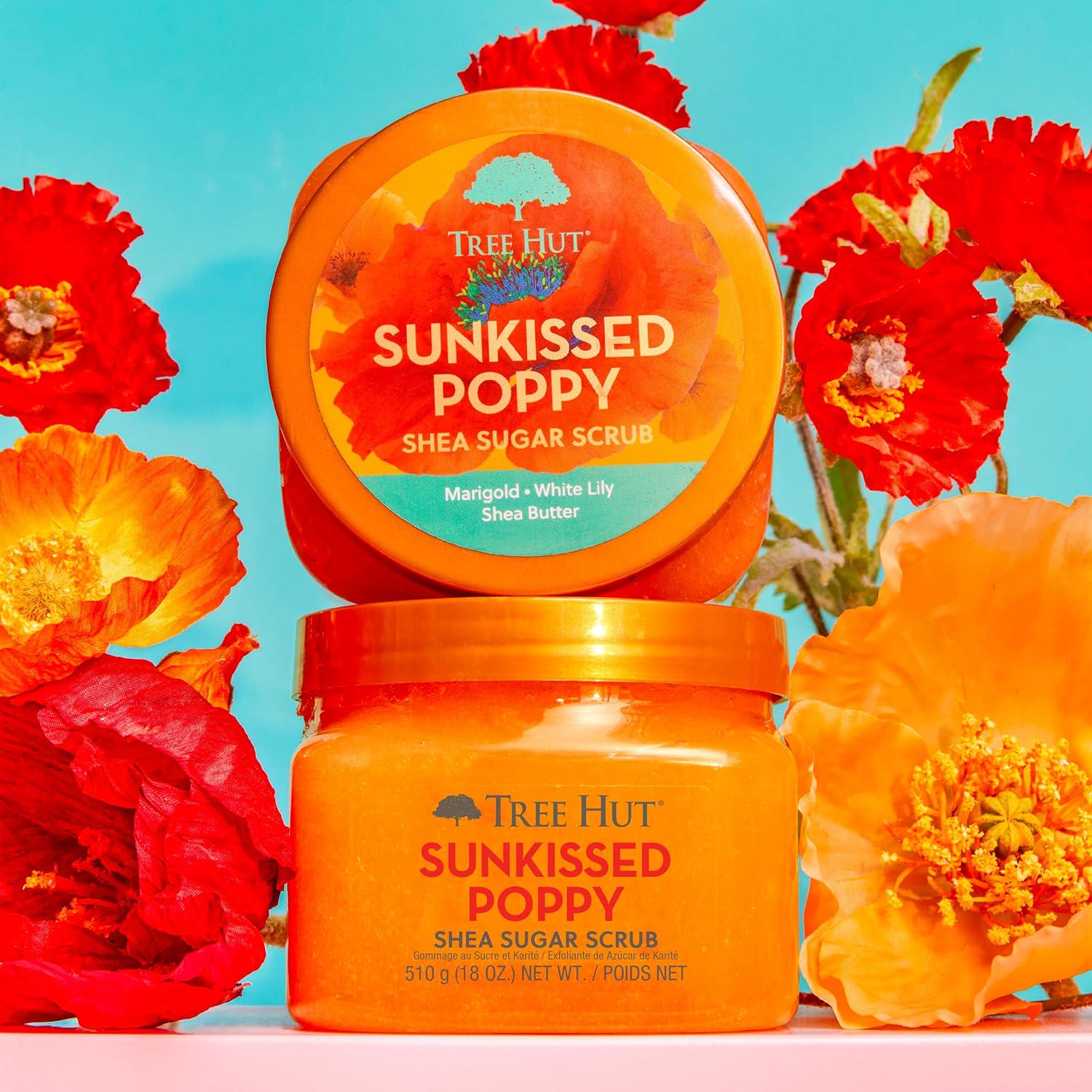 Tree Hut Sunkissed Poppy Shea Sugar Scrub | Exfoliating Body Scrub Removes Dead, Dry Skin For A Soft And Hydrated Feel | Nourishing Essential Body Care | 18 Fl Oz.,