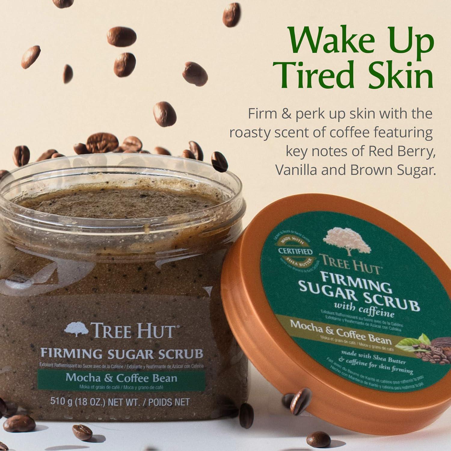 Tree Hut Ultra Hydrating And Exfoliating Sugar Scrub Mocha And Coffee Bean For Nourishing Essential Body Care, 18 Ounce,