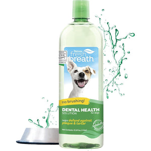 TropiClean Fresh Breath Water Additive 33.8 oz Dental Solution for Dogs No Toothbrush Needed