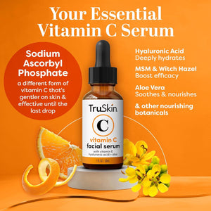 TruSkin TruSkin Vitamin C Serum For Face Anti Aging Formula With Vitamin C, Hyaluronic Acid, Vitamin E Brightening Serum Improve Appearance Of Dark Spots, Tone, Fine Lines And Wrinkles, 1 Fl Oz