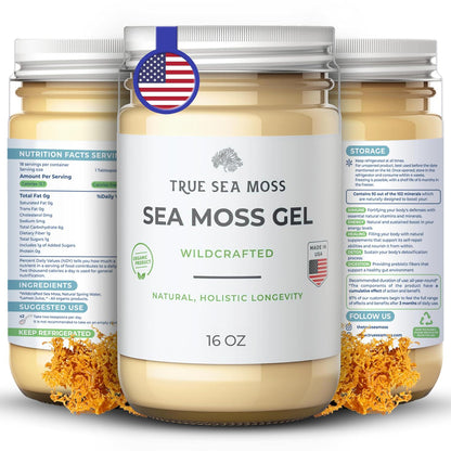 TrueSeaMoss Wildcrafted Irish Sea Moss Gel, Made with Dried Seaweed, Antioxidant-Rich, Vegan-Friendly, Original, 1 Pack