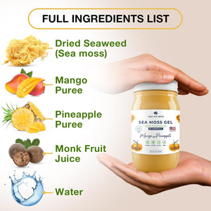 TrueSeaMoss Wildcrafted Irish Sea Moss Gel, 7 Flavors Including Mango Pineapple, Raw & Nutrient-Rich, Packed with Minerals & Vitamins, Vegan, Made in USA