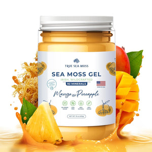TrueSeaMoss Wildcrafted Irish Sea Moss Gel, 7 Flavors Including Mango Pineapple, Raw & Nutrient-Rich, Packed with Minerals & Vitamins, Vegan, Made in USA