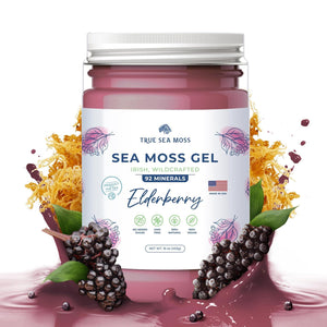 TrueSeaMoss Wildcrafted Irish Sea Moss Gel, Made with Dried Seaweed & Fresh Sea Vegetables, Made in USA, Elderberry, Pack of 1