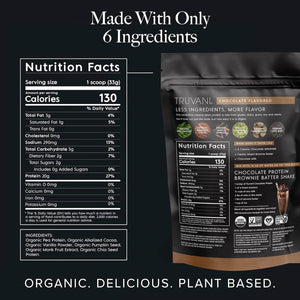 Truvani Truvani Vegan Pea Protein Powder | Chocolate | 20g Organic Plant Based Protein | 20 Servings | Keto | Gluten And Dairy Free | Low Carb | No Added Sugar