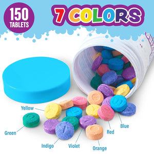 Tub Works Tub Works Bath Color Fizzies, 150 Count | Nontoxic And Fragrance-Free | Fizzy, Bath Color Tablets For Kids | Create Fun Bath Colors | Water Tablets In 7 Colors For Variety | Bath Bombs For Kids Bath