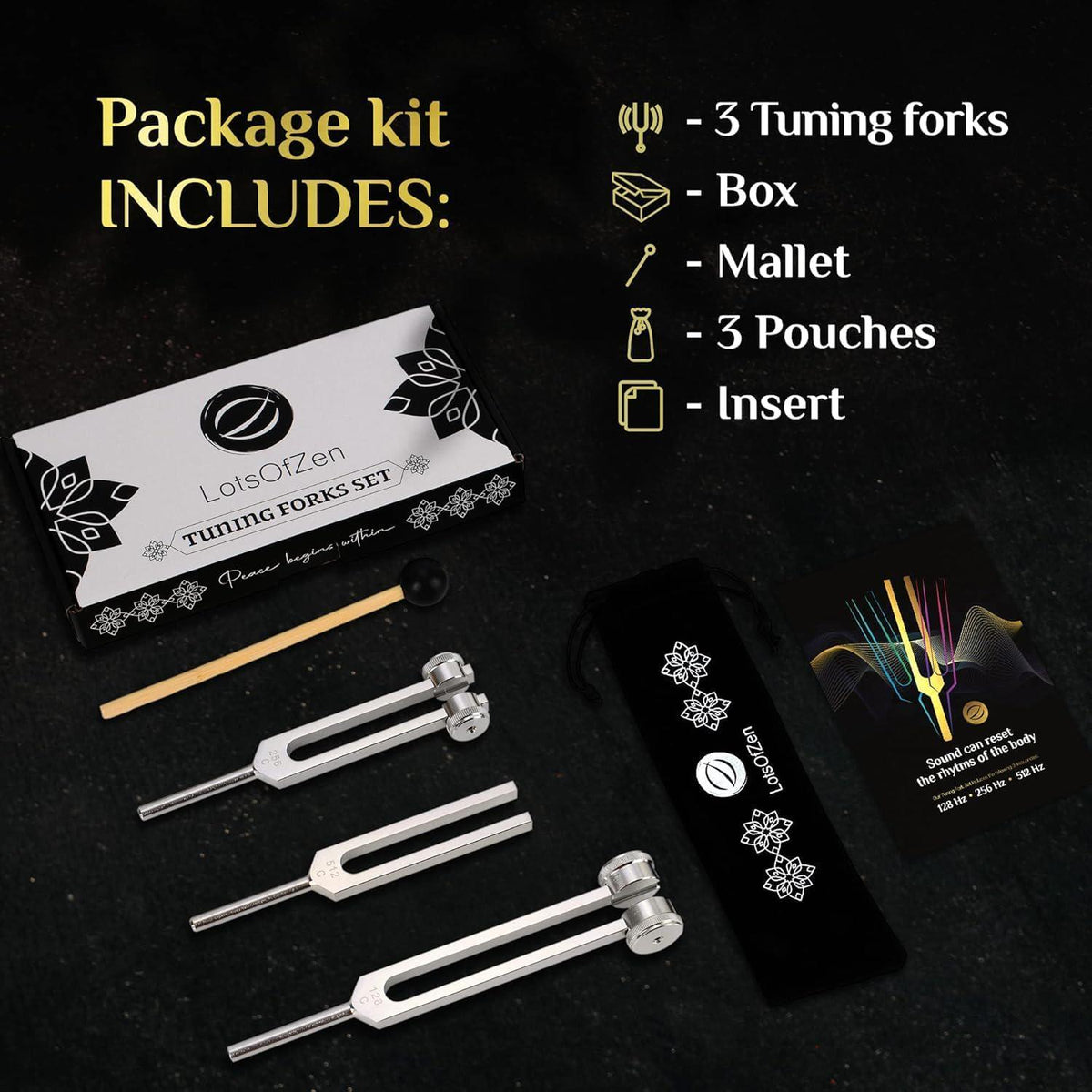 Tuning Forks For Healing (128Hz, 256Hz, 512Hz) Authentic Body Weighted Tuning Forks Medical For Healing Chakra Set Yoga And Meditation Accessories Tuning Fork Set Frequency Healing Devices,