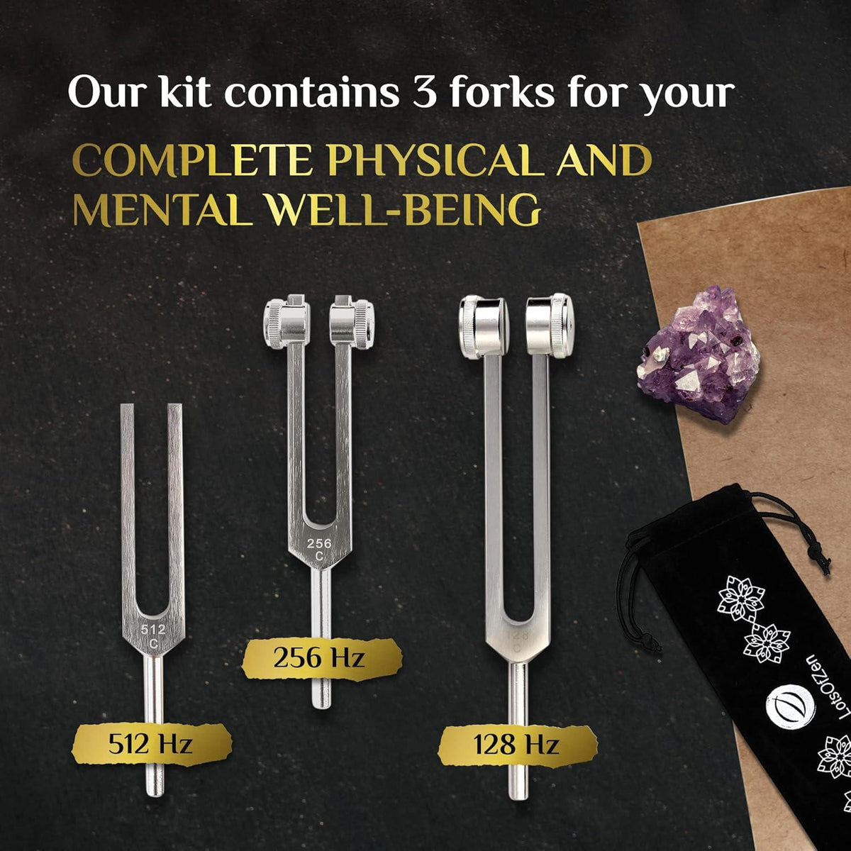 Tuning Forks For Healing (128Hz, 256Hz, 512Hz) Authentic Body Weighted Tuning Forks Medical For Healing Chakra Set Yoga And Meditation Accessories Tuning Fork Set Frequency Healing Devices,