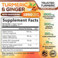 Nature's Nutrition Turmeric Curcumin Supplement, 1950mg, Organic Turmeric & Ginger, 95% Curcuminoids, 120 Capsules, Vegan Joint Support