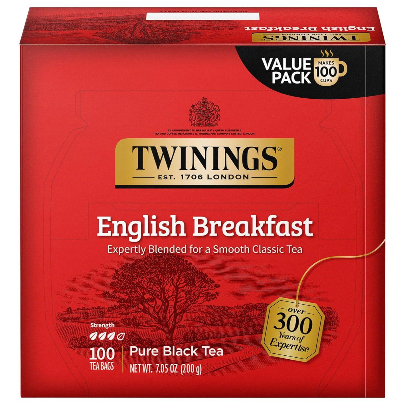 Twinings Twinings English Breakfast Black Tea Individually Wrapped Bags, 100 Count (Pack Of 1), Smooth, Flavourful, And Robust, Caffeinated, Enjoy Hot Or Iced | Packaging May Vary