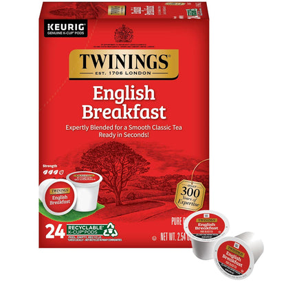 Twinings Twinings English Breakfast Black Tea K-Cup Pods For Keurig, 24 Count (Pack Of 1), Smooth, Flavourful, Robust, Caffeinated, Enjoy Hot Or Iced | Packaging May Vary