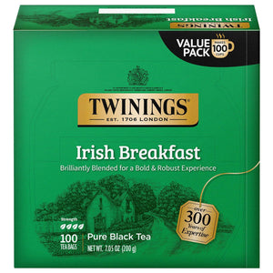 Twinings Irish Breakfast Black Tea, Bold & Robust, 100 Count, Individually Wrapped Tea Bags (Packaging May Vary)
